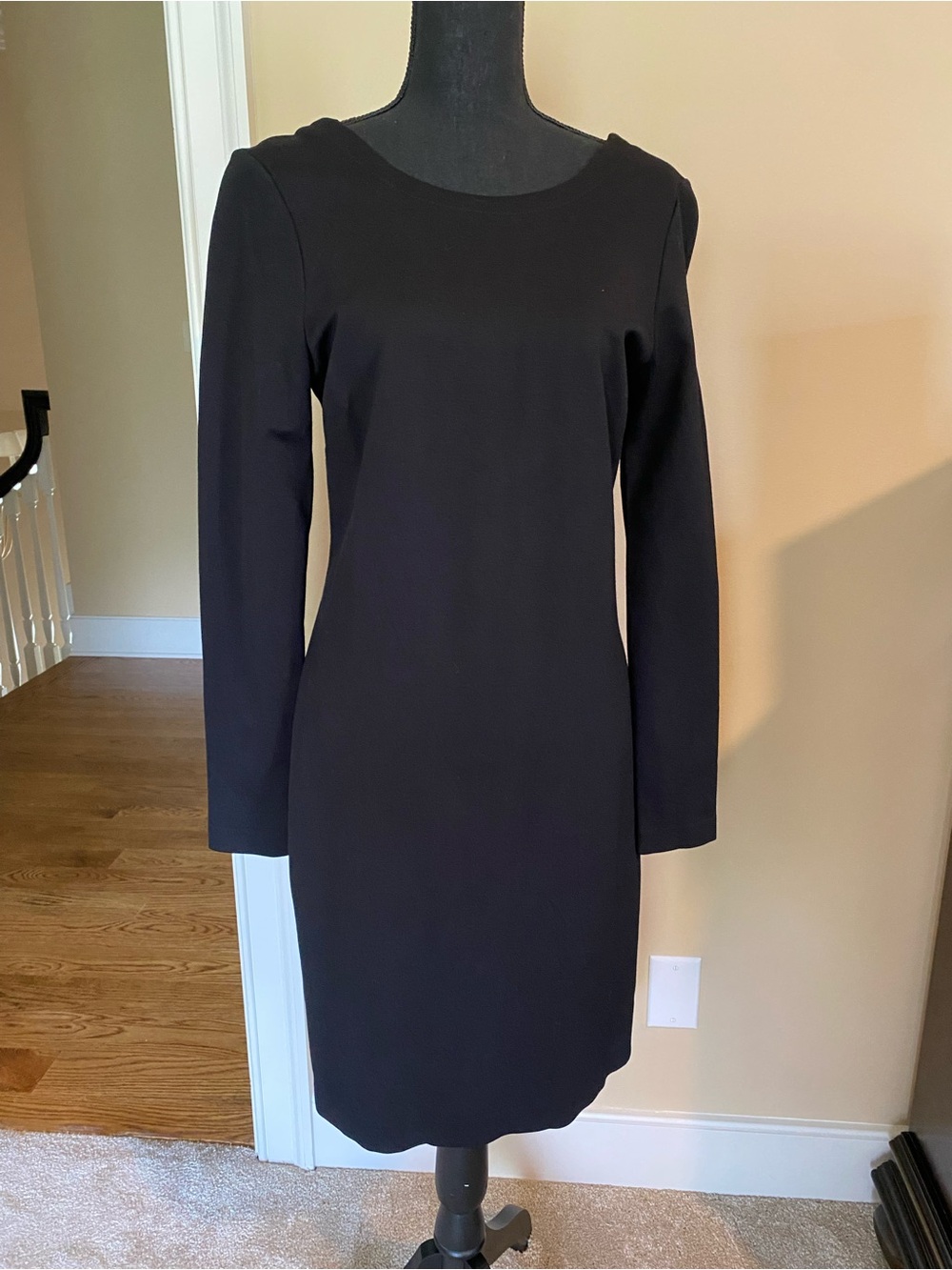 Classic Black Long-Sleeve Sheath Dress - Brand: